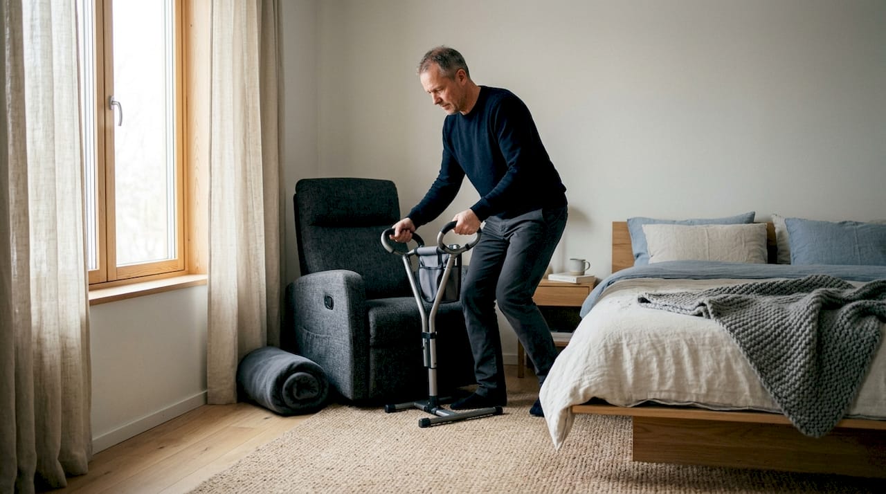 Handige transferhulp voor een veilige overgang van bed naar stoel