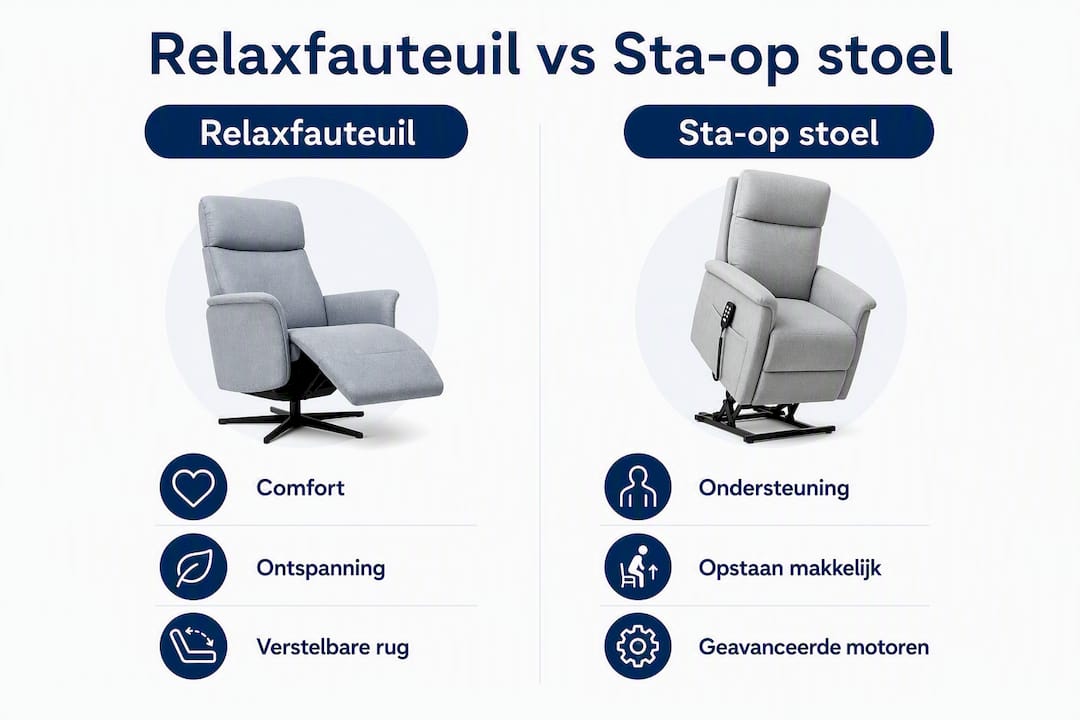 Infographic: de verschillen tussen een relaxfauteuil en een sta-op stoel