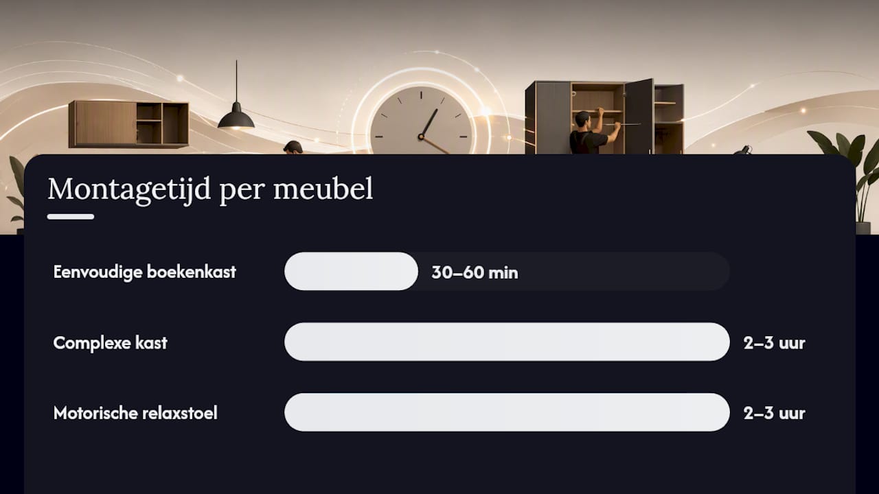 Vergelijking van montagekosten en -tijd per meubelsoort