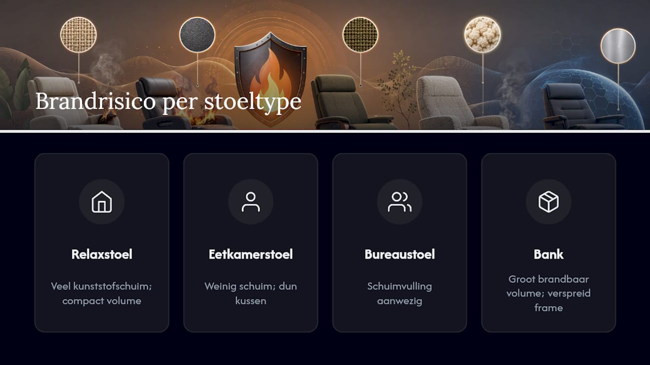 Vergelijking van het brandrisico van verschillende stoelen