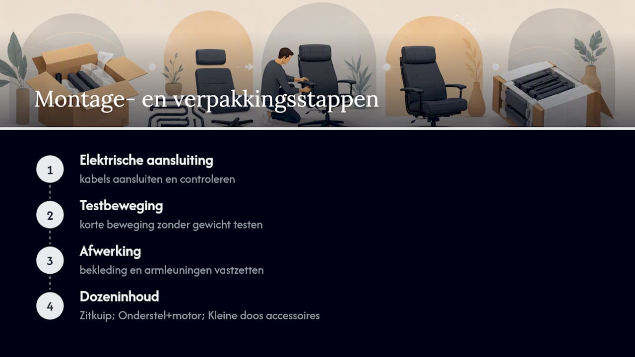 Montagevolgorde en verpakkingsonderdelen