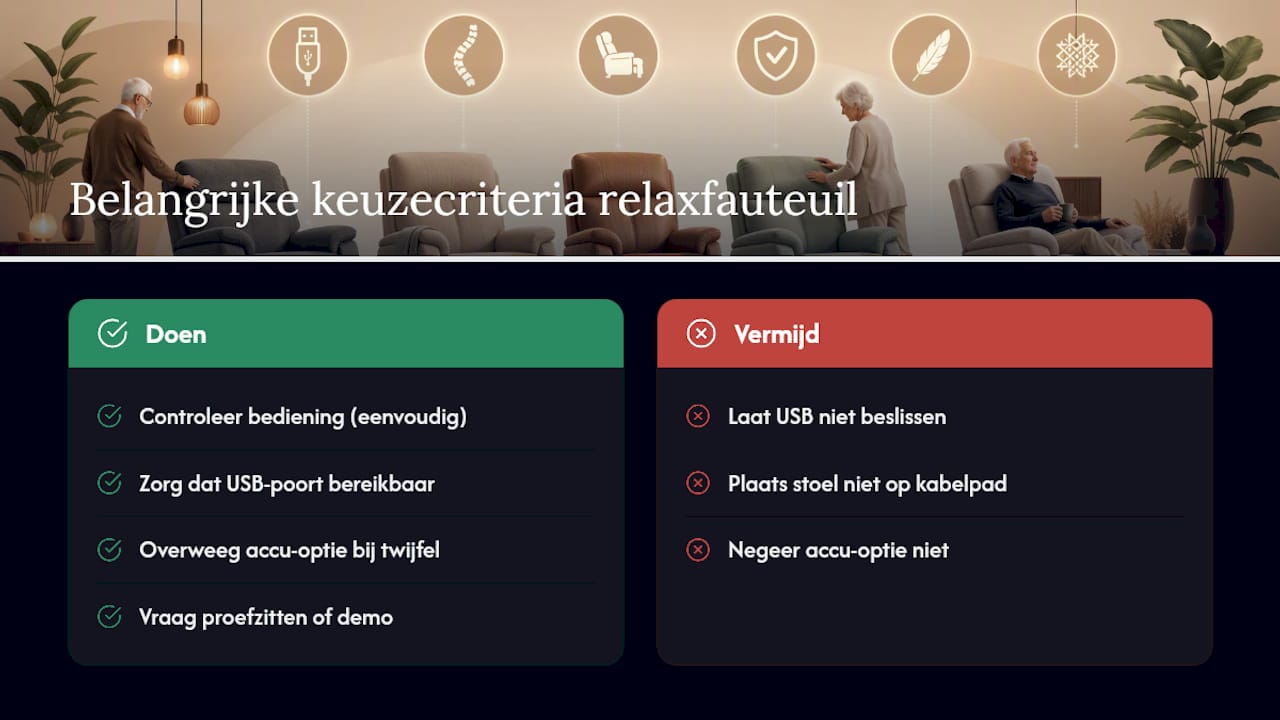 Wat telt écht bij het kiezen van een relaxfauteuil voor een ouder familielid? — overview diagram