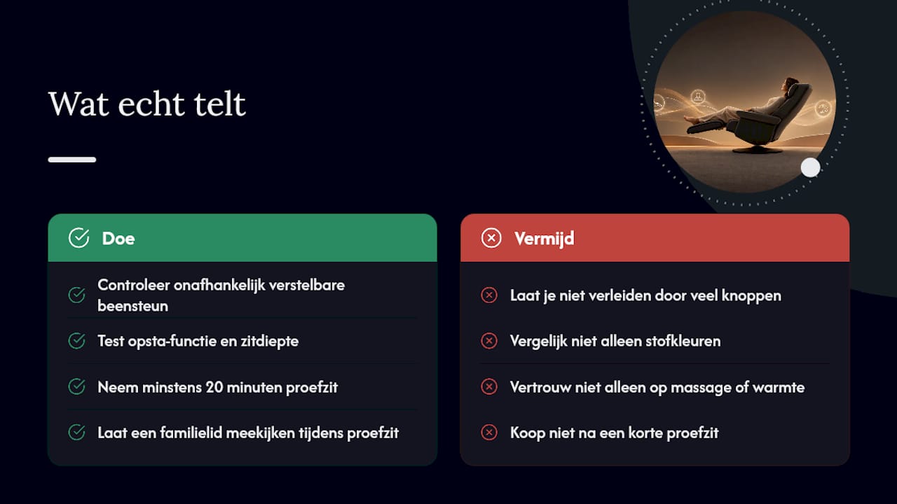 Wat werkt echt tegen rusteloze benen in een stoel? — overview diagram