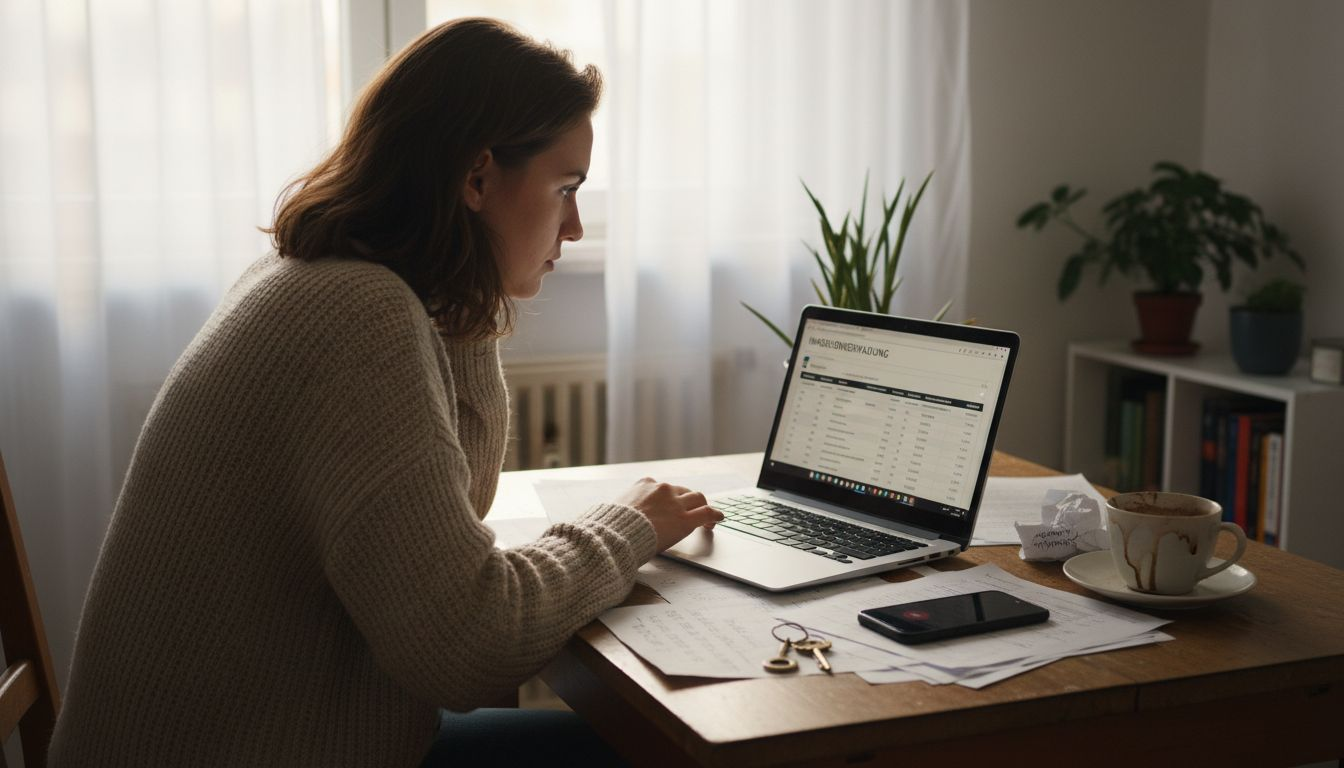 Ein Wohnungseigentümer prüft die digitale Verwaltung seiner WEG bequem am Laptop.