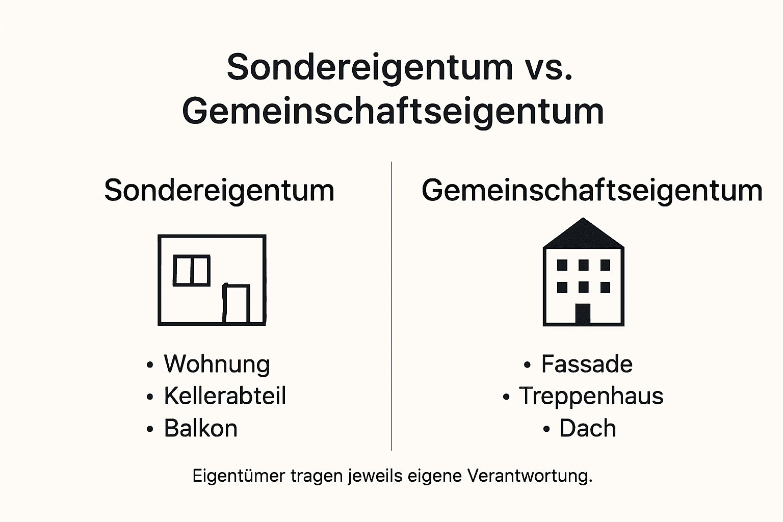 Infografik: Unterschiede zwischen Sondereigentum und Gemeinschaftseigentum im Überblick
