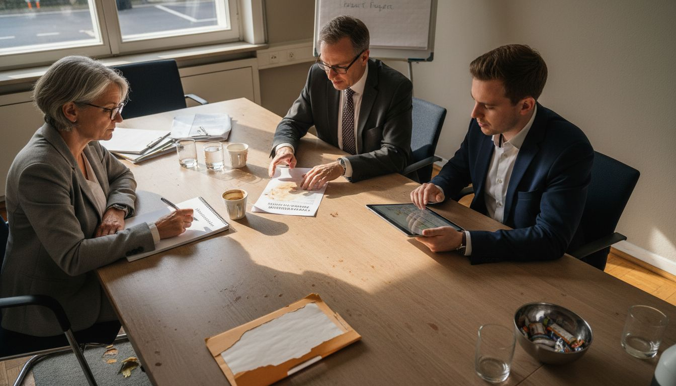 Das Team der WEG-Verwaltung bei einer Besprechung im Konferenzraum.
