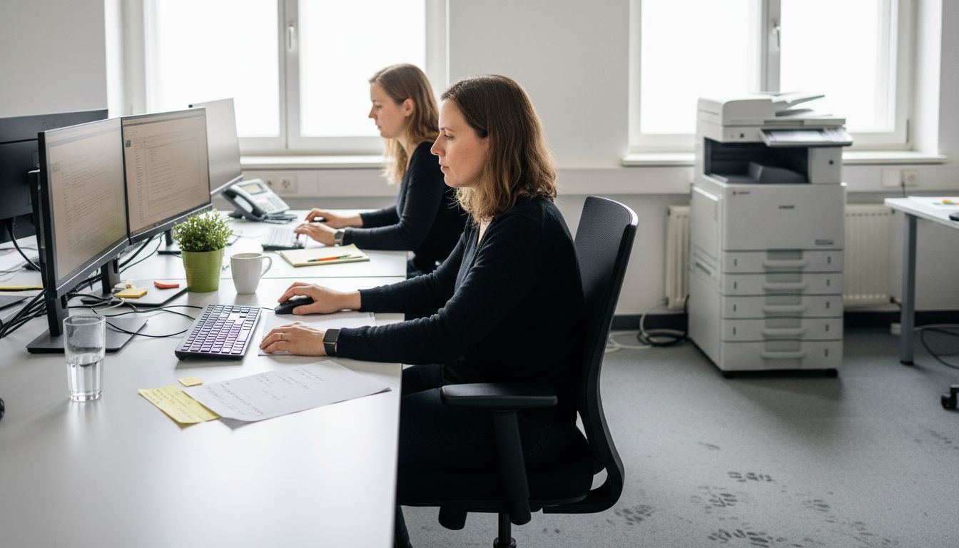 Zwei Kolleginnen kümmern sich um die Abläufe in der Verwaltung.