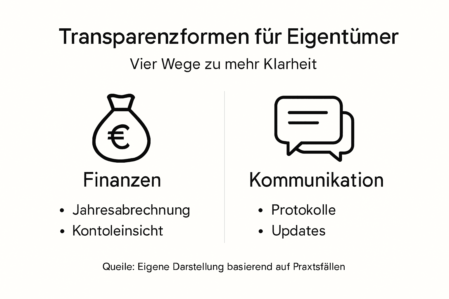 Übersicht zu Transparenzarten in der Immobilienverwaltung: Eine anschauliche Darstellung
