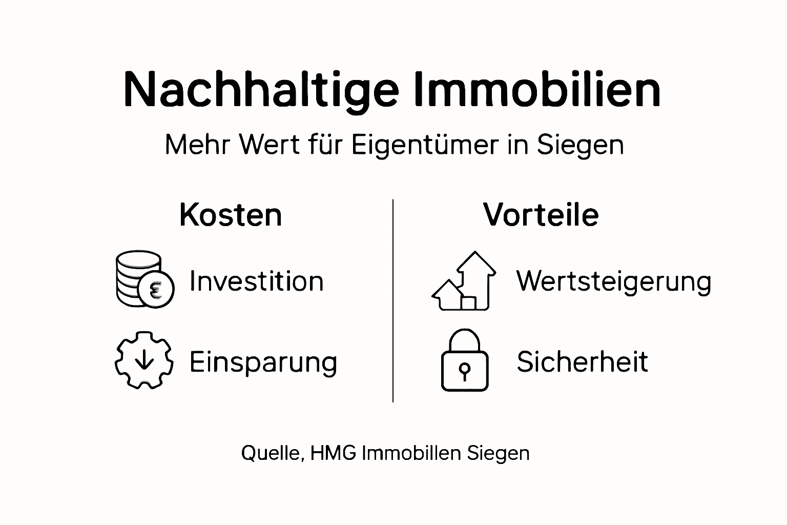 Infografik: Die wichtigsten Vorteile nachhaltiger Immobilien in Siegen auf einen Blick