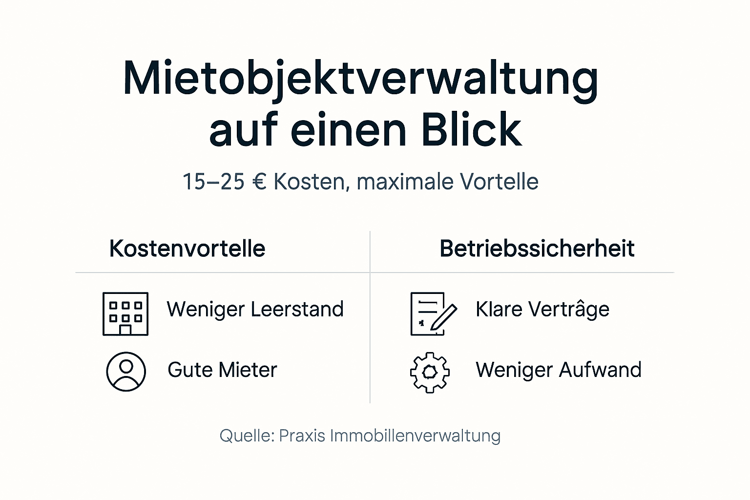 Infografik: Vorteile und Kosten der professionellen Verwaltung von Mietobjekten