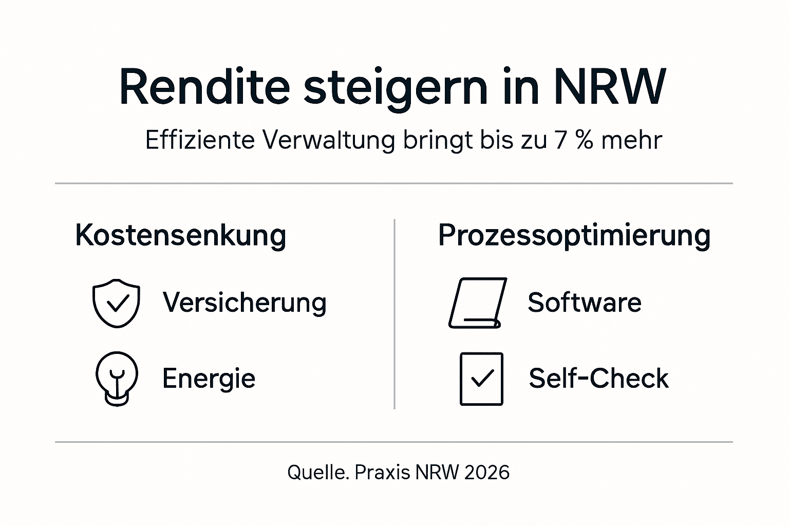 Mit dieser Infografik erhalten Sie einen anschaulichen Überblick, wie sich die Rendite in der Mietverwaltung gezielt steigern lässt.
