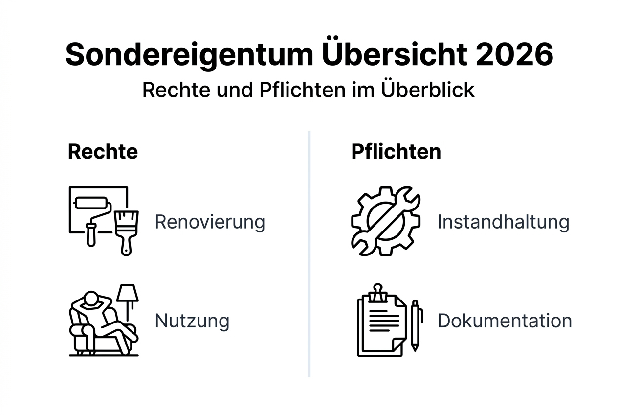 Infografik: Sondereigentum 2026 – Rechte und Pflichten auf einen Blick