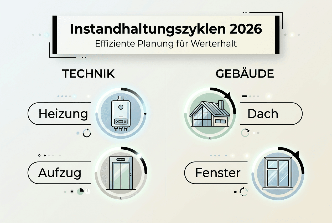 Übersicht: Wartungsintervalle für Technik und Gebäude