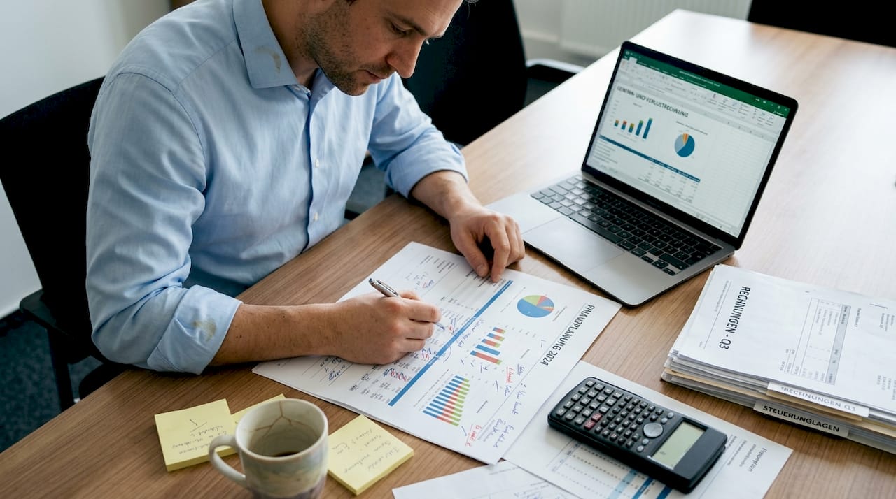 Ein Steuerberater erstellt ein maßgeschneidertes Finanzierungskonzept für Immobilien.