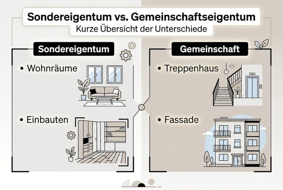 Infografik: Was gehört zum Sondereigentum, was zum Gemeinschaftseigentum? – Ein Überblick