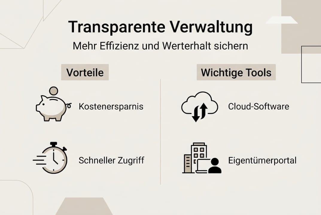 Infografik: Die wichtigsten Vorteile und hilfreiche Tools für eine effiziente Verwaltung