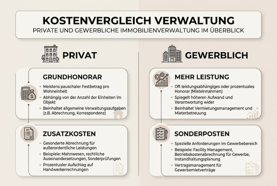 Vergleich der Kostenmodelle: Privatkunden vs. Geschäftskunden – eine übersichtliche Infografik