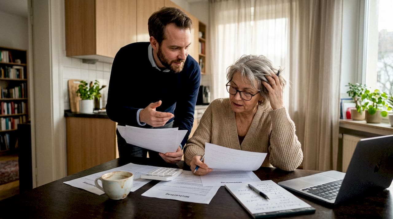Der Wohnungseigentümer bespricht sich mit der Hausverwaltung.