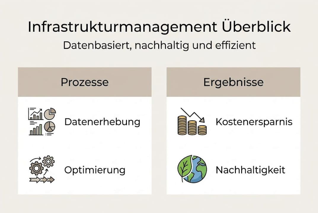Übersichtsgrafik zu Abläufen und Ergebnissen im Infrastrukturmanagement