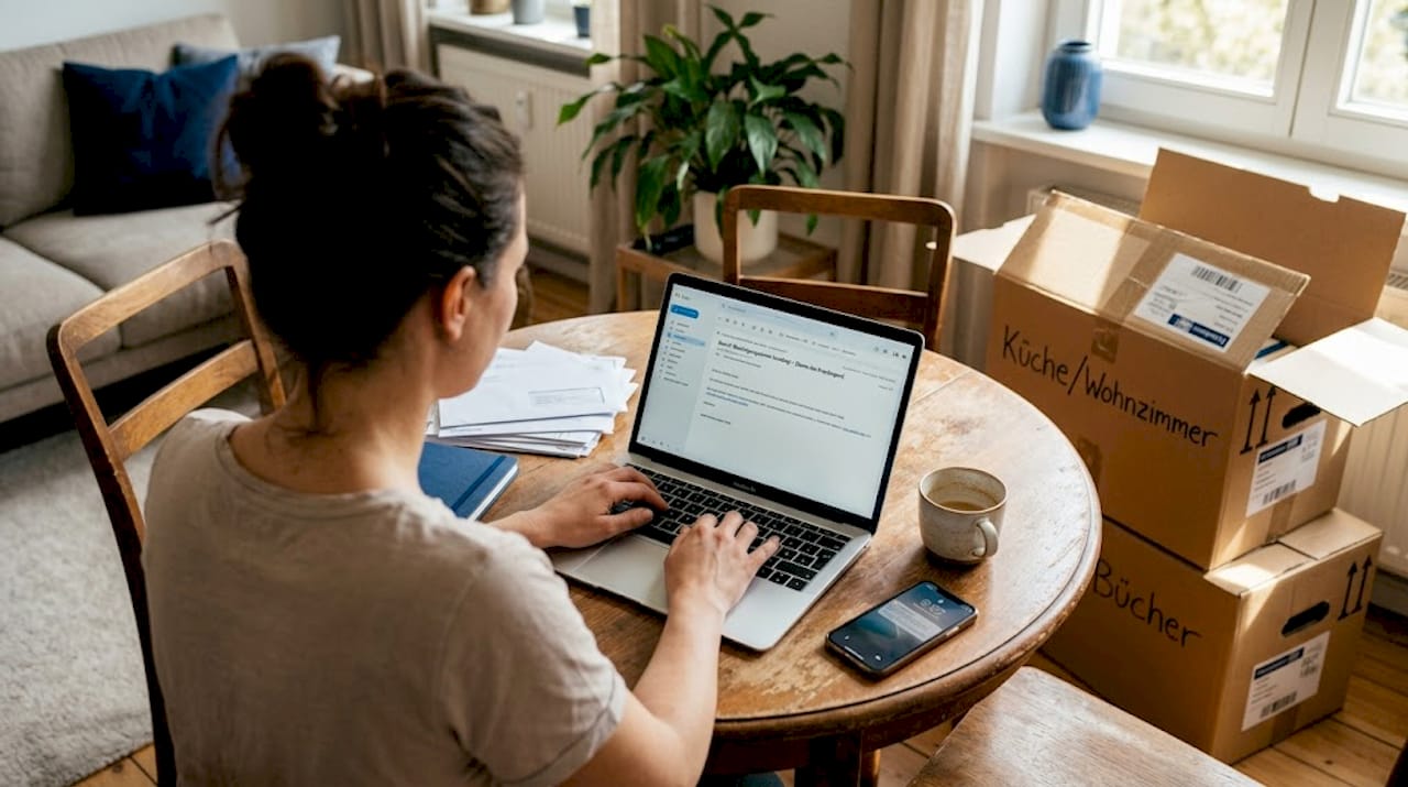 Die Vermieterin wendet sich per E-Mail an die Hausverwaltung.