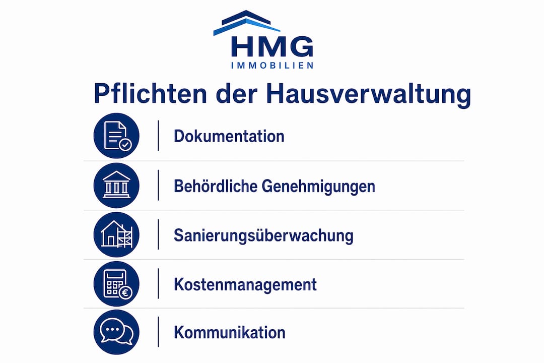 Übersichtsgrafik: Die Aufgaben der Hausverwaltung im zeitlichen Ablauf
