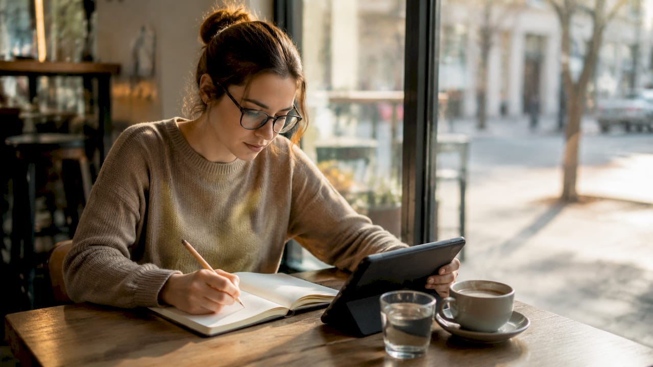 Eine Mitarbeiterin präsentiert das digitale Serviceportal für Mieter.