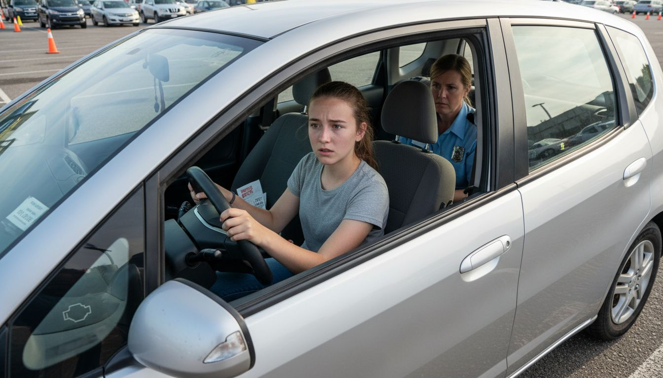Examiner with learner in driving test car