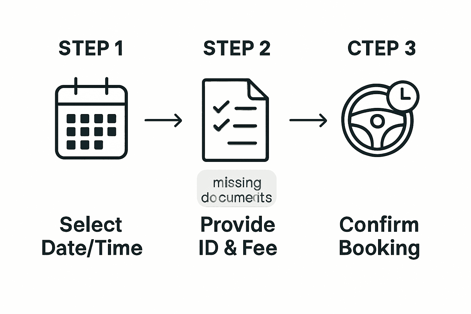 Steps for booking a driving test infographic