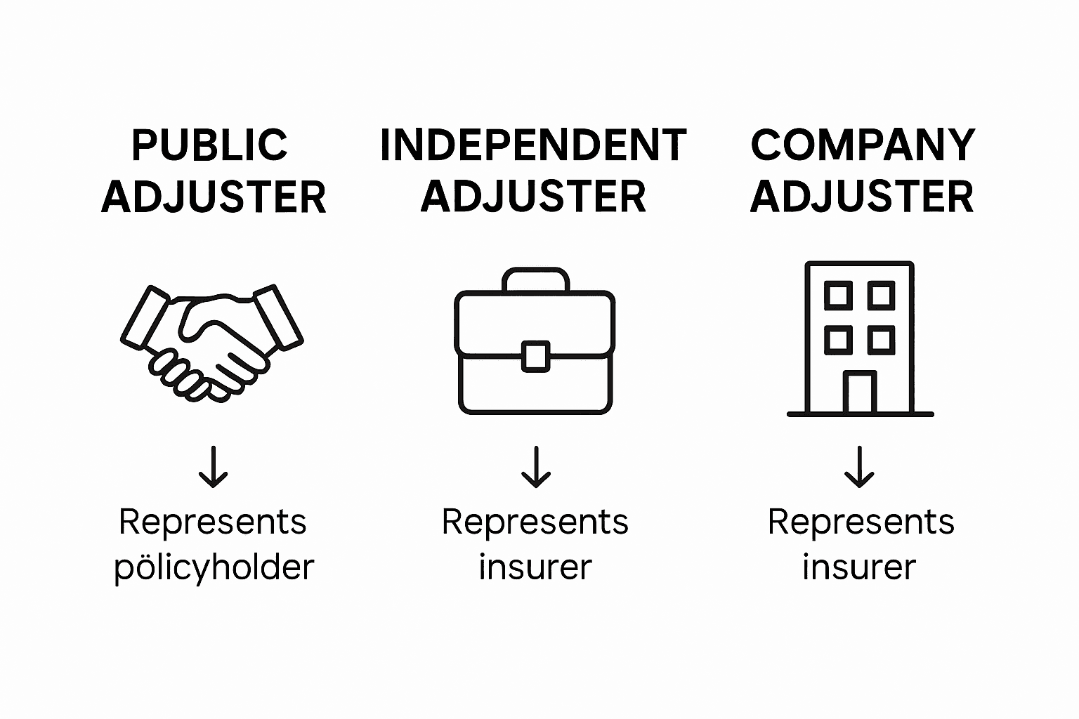 Infographic comparing adjuster types