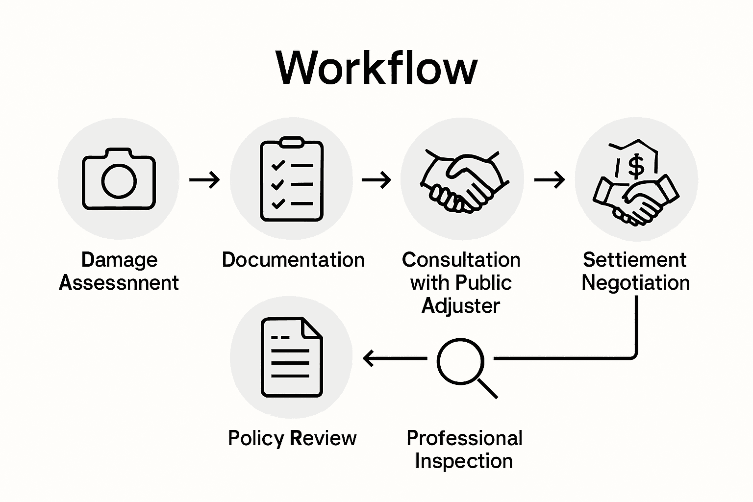Workflow infographic for insurance claim process