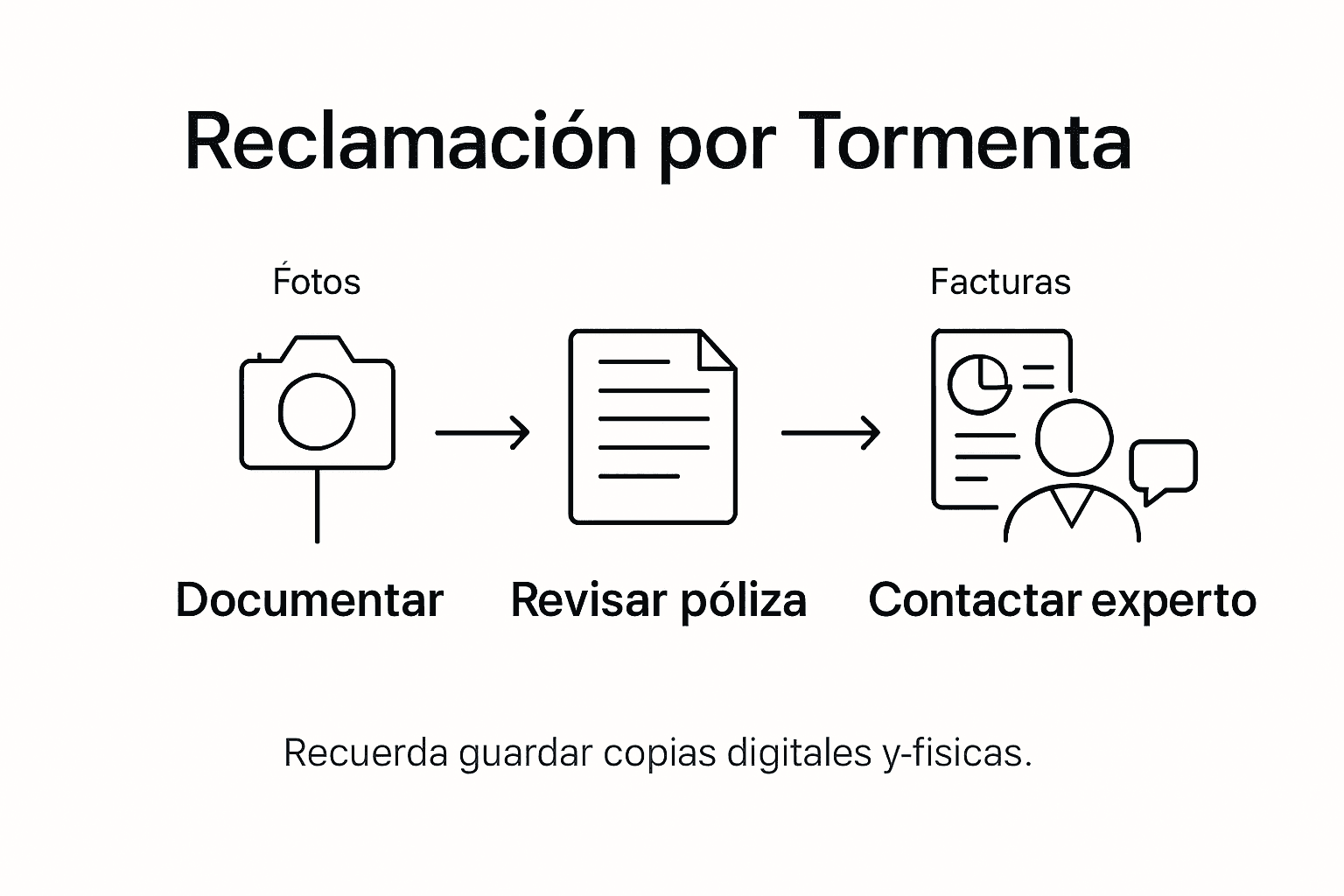 Guía visual con los pasos y la documentación imprescindible para tramitar una reclamación por daños