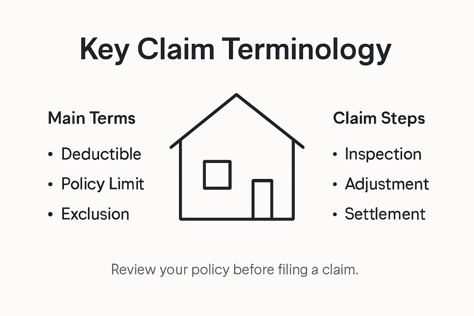 Infographic listing key insurance claim terms and steps