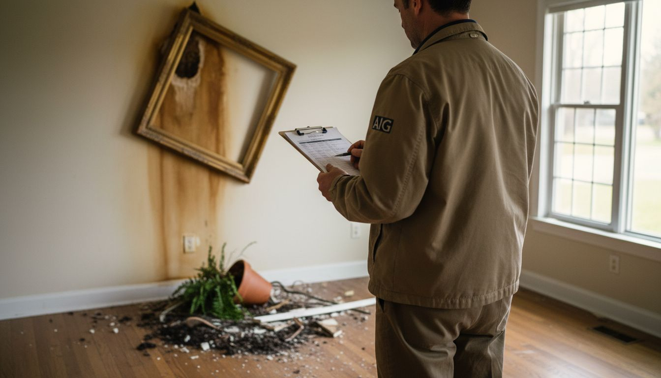 Insurance adjuster inspecting water damage in home