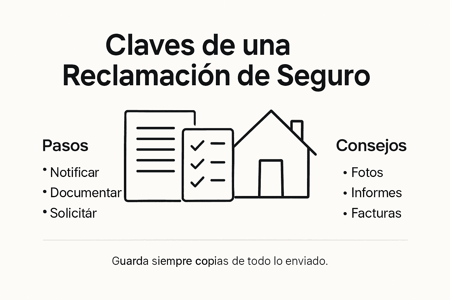 Guía visual con los pasos esenciales para gestionar tu reclamación de seguro