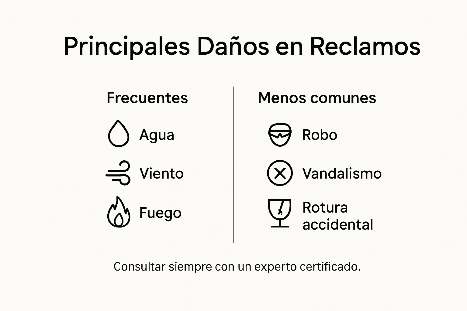 Infografía sobre los principales tipos de siniestros que atienden los ajustadores