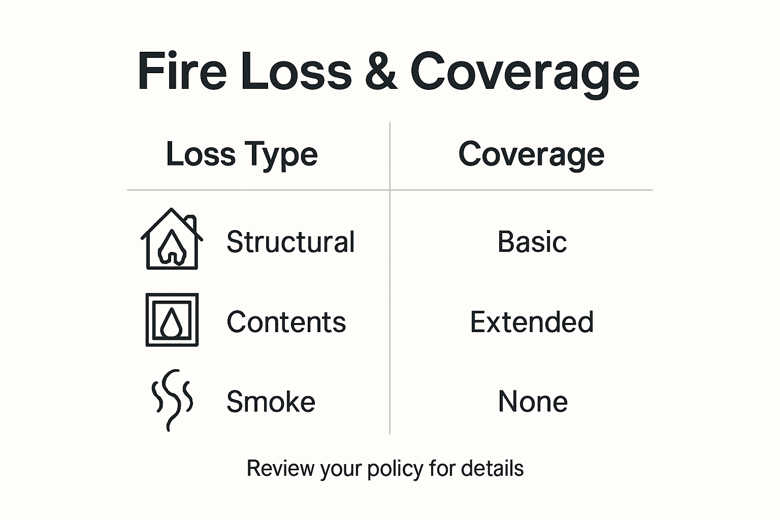 Infographic illustrating fire loss types and coverage options