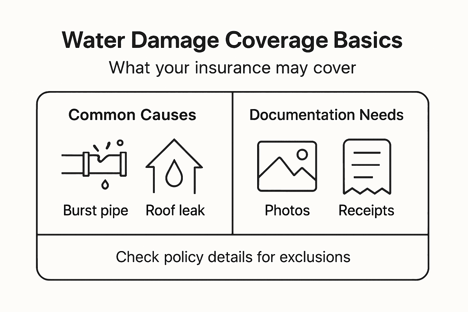Infographic on water damage insurance coverage basics