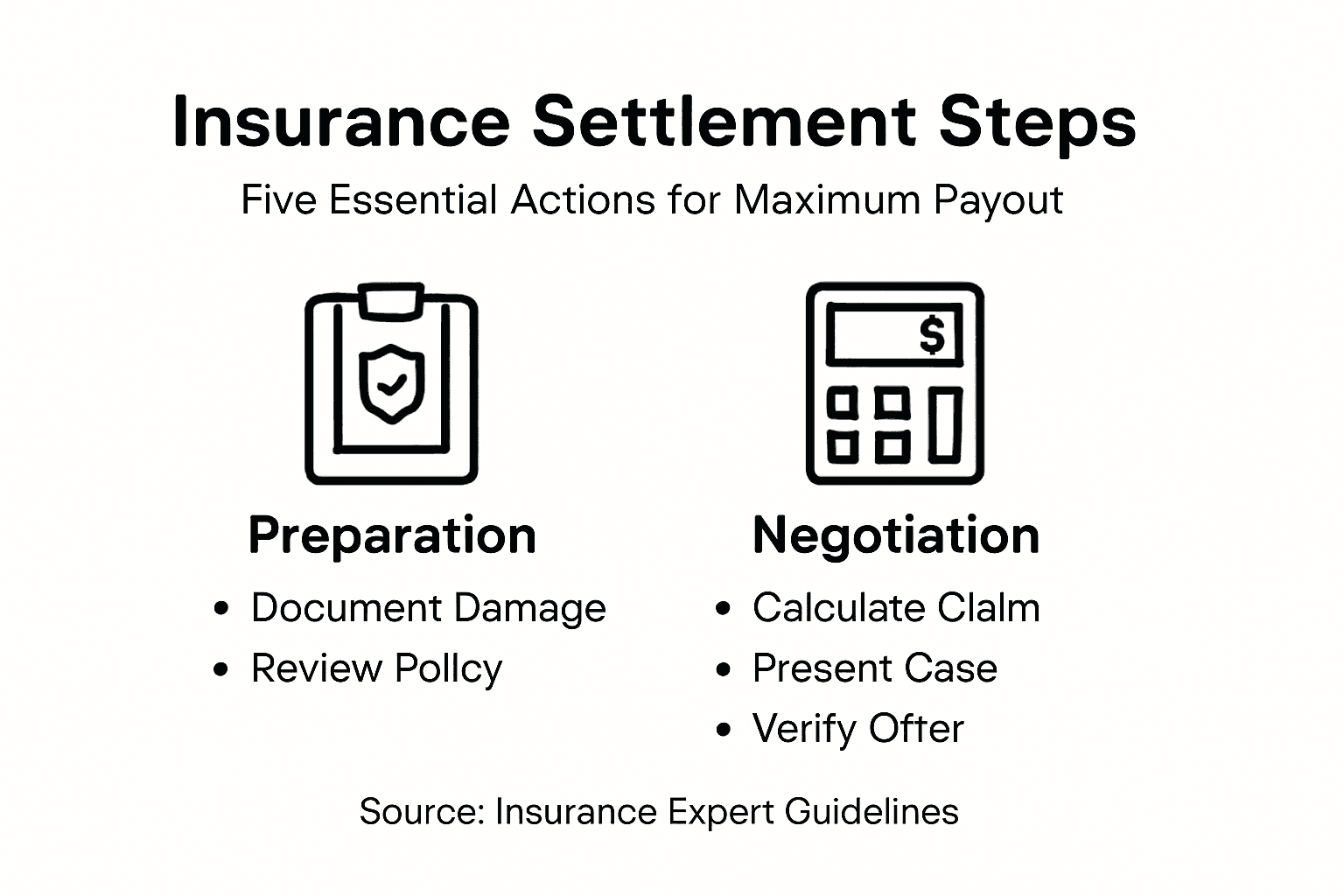 Infographic summarizing insurance settlement steps