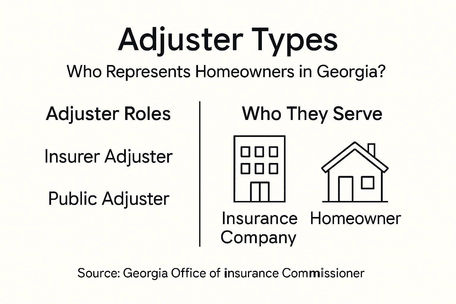Infographic comparing adjuster roles and representation