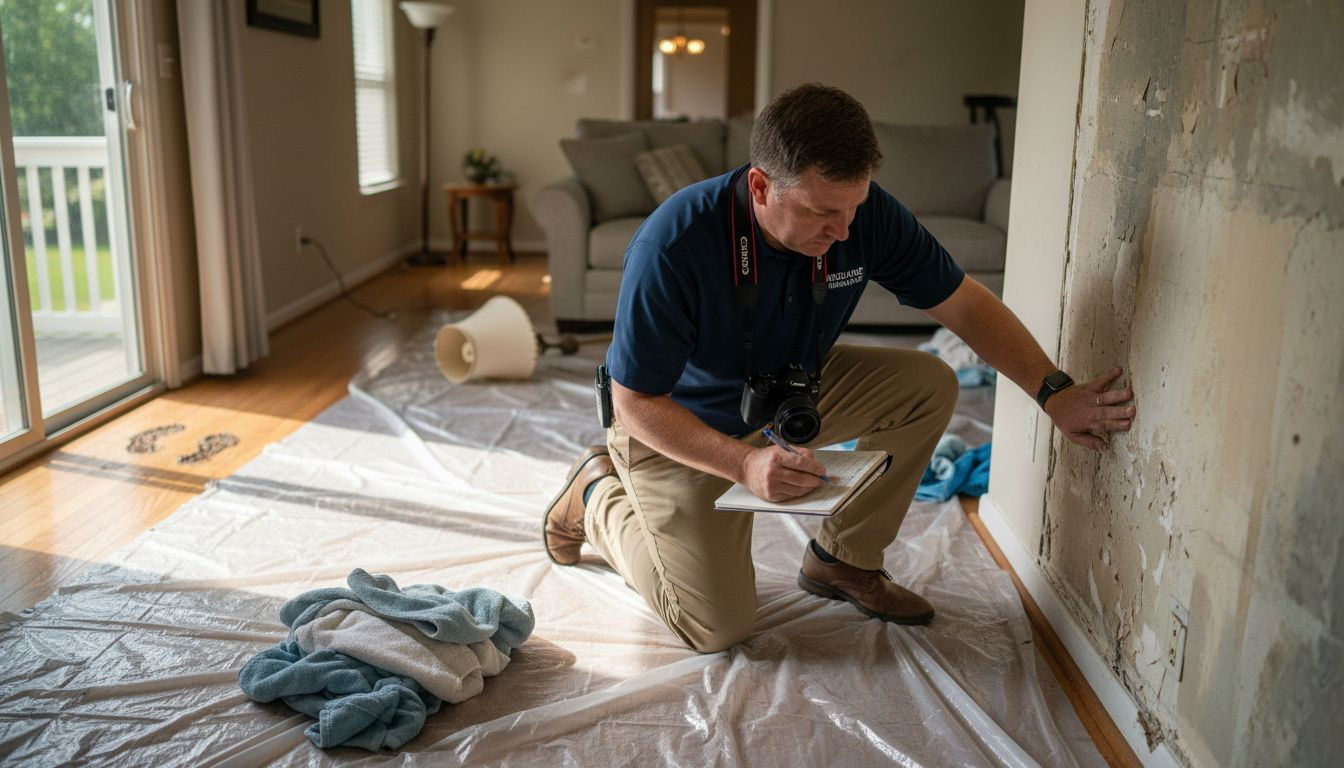 Adjuster inspecting Atlanta home water damage