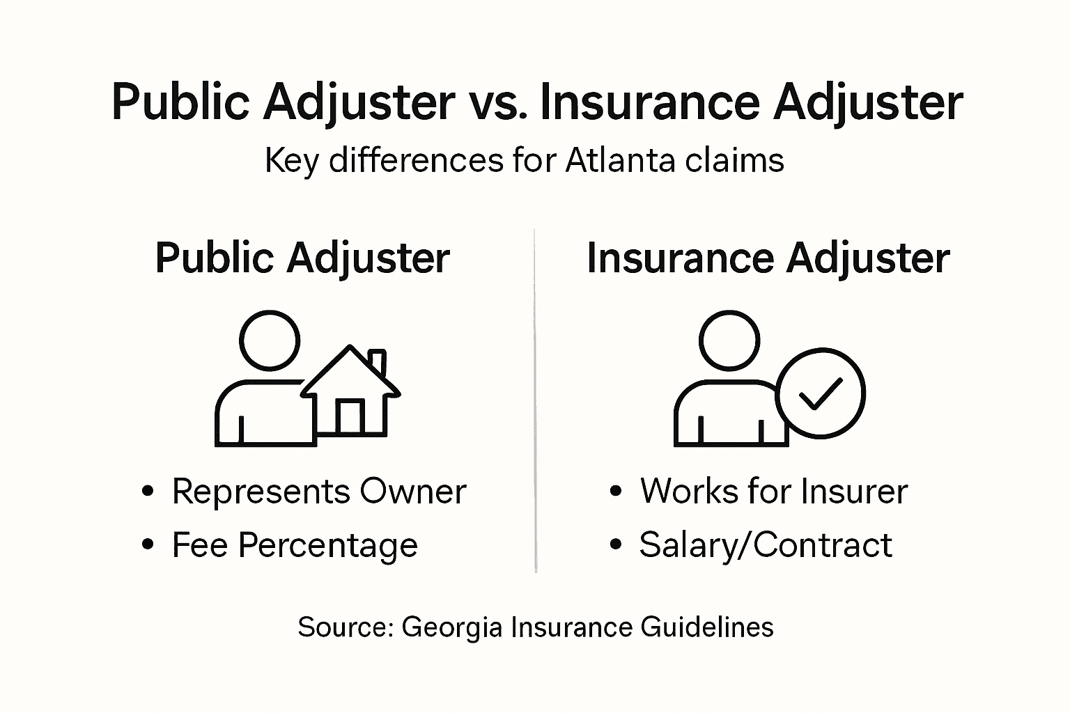 Infographic comparing roles in Atlanta insurance claims