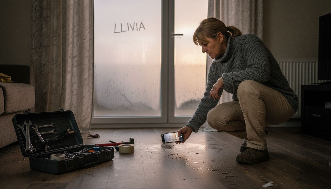 Una mujer revisa los daños en su vivienda para tramitar el seguro.