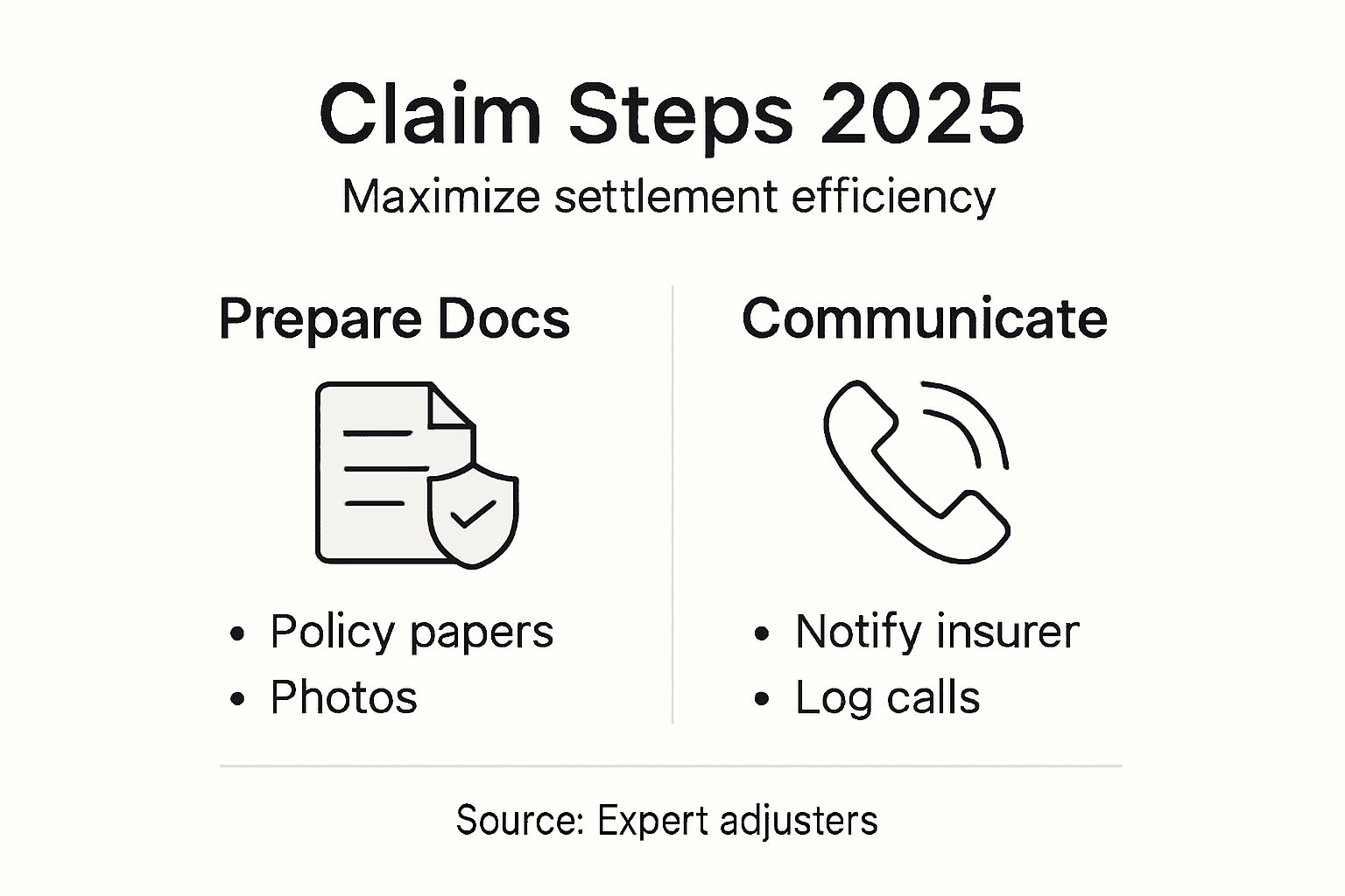 Infographic summarizing insurance claim steps