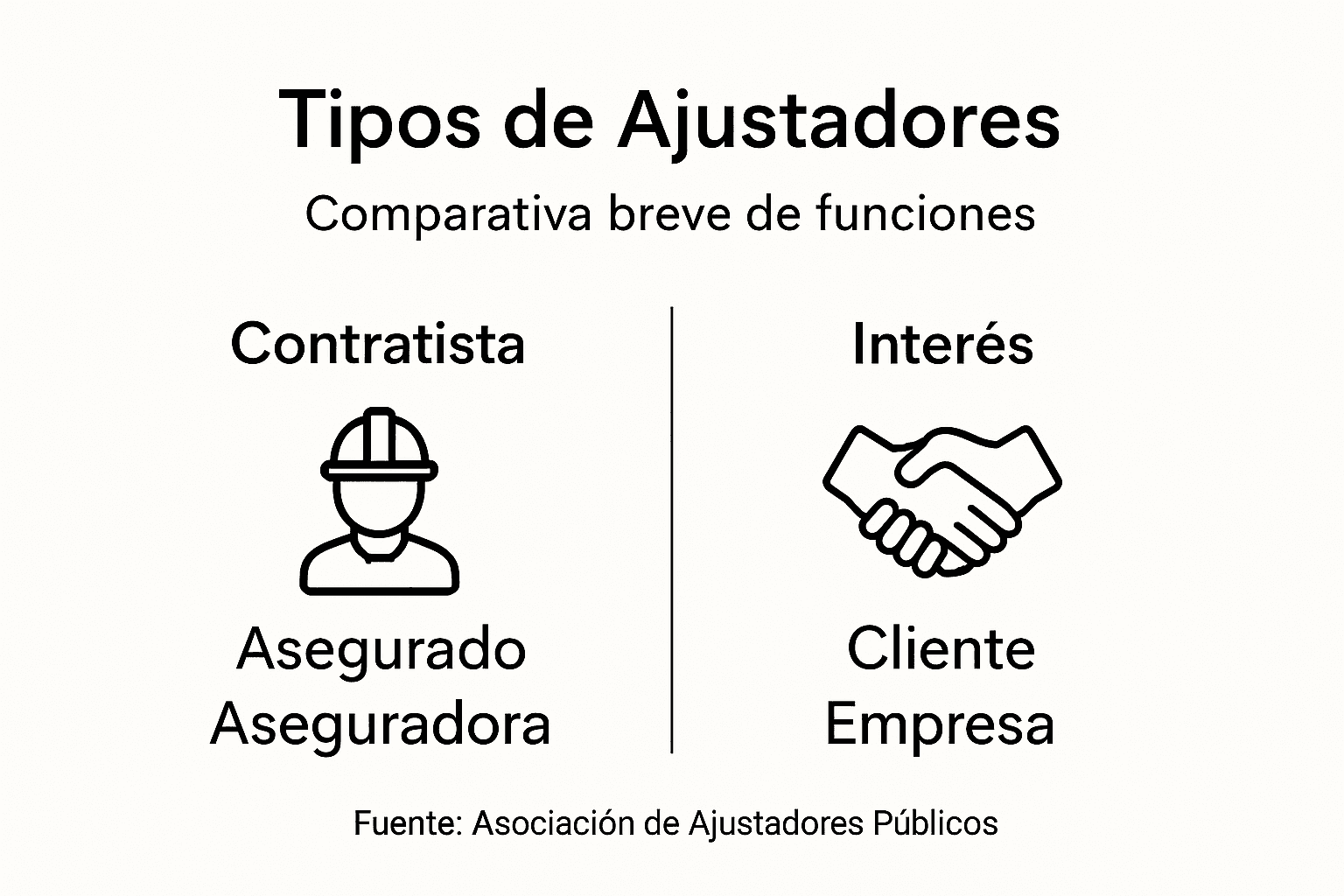 Infografía sobre las principales diferencias entre distintos tipos de peritos de seguros