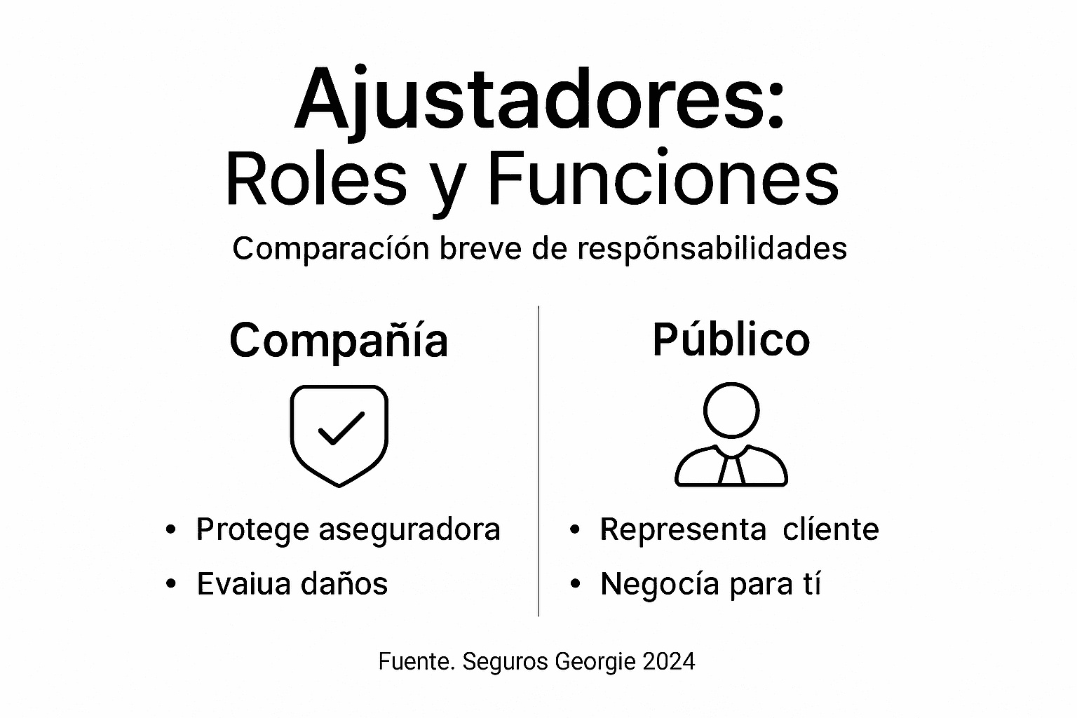 Infografía sobre las principales diferencias entre los tipos de peritos de seguros