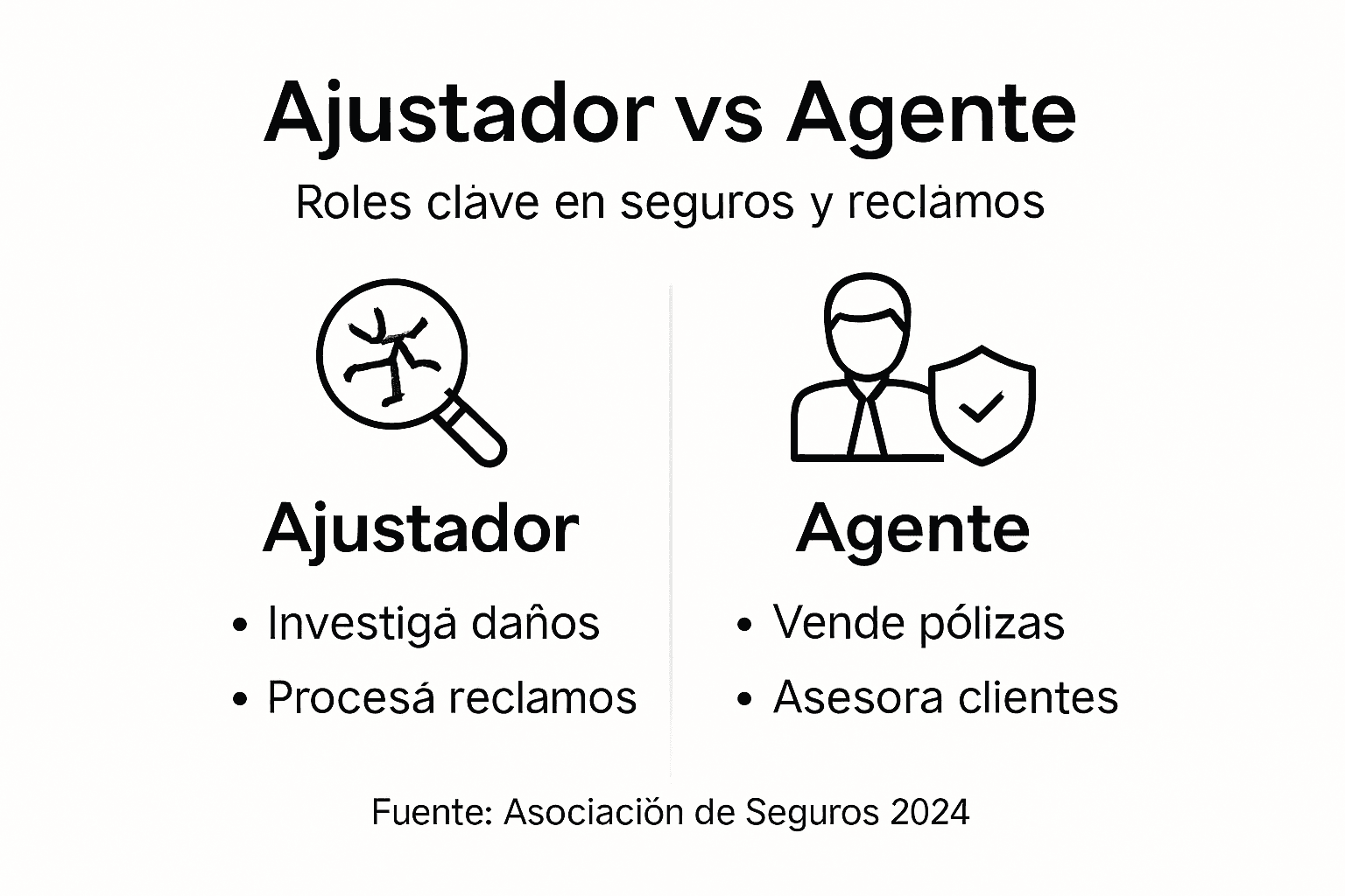 Infografía: diferencias clave entre el trabajo de un ajustador y un agente de seguros