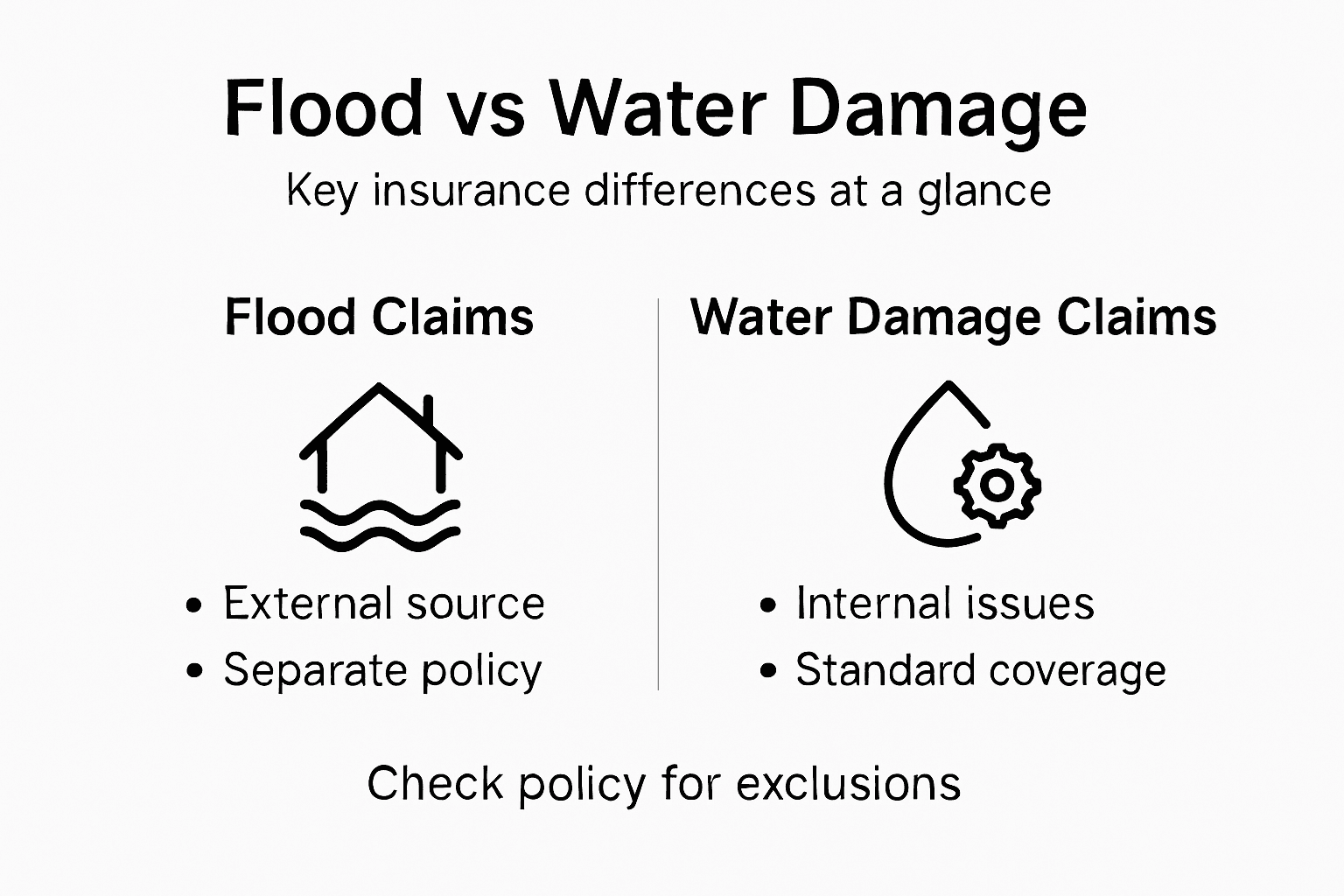 Infographic explaining flood versus water damage claims