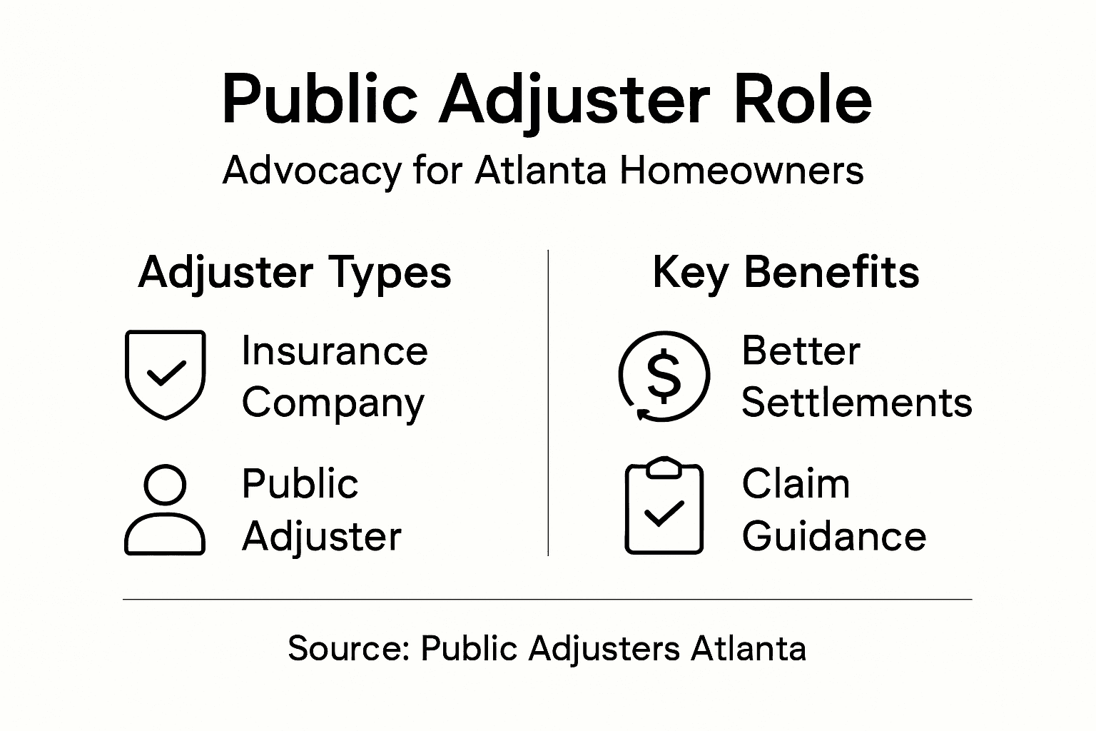 Infographic summarizing public adjuster benefits