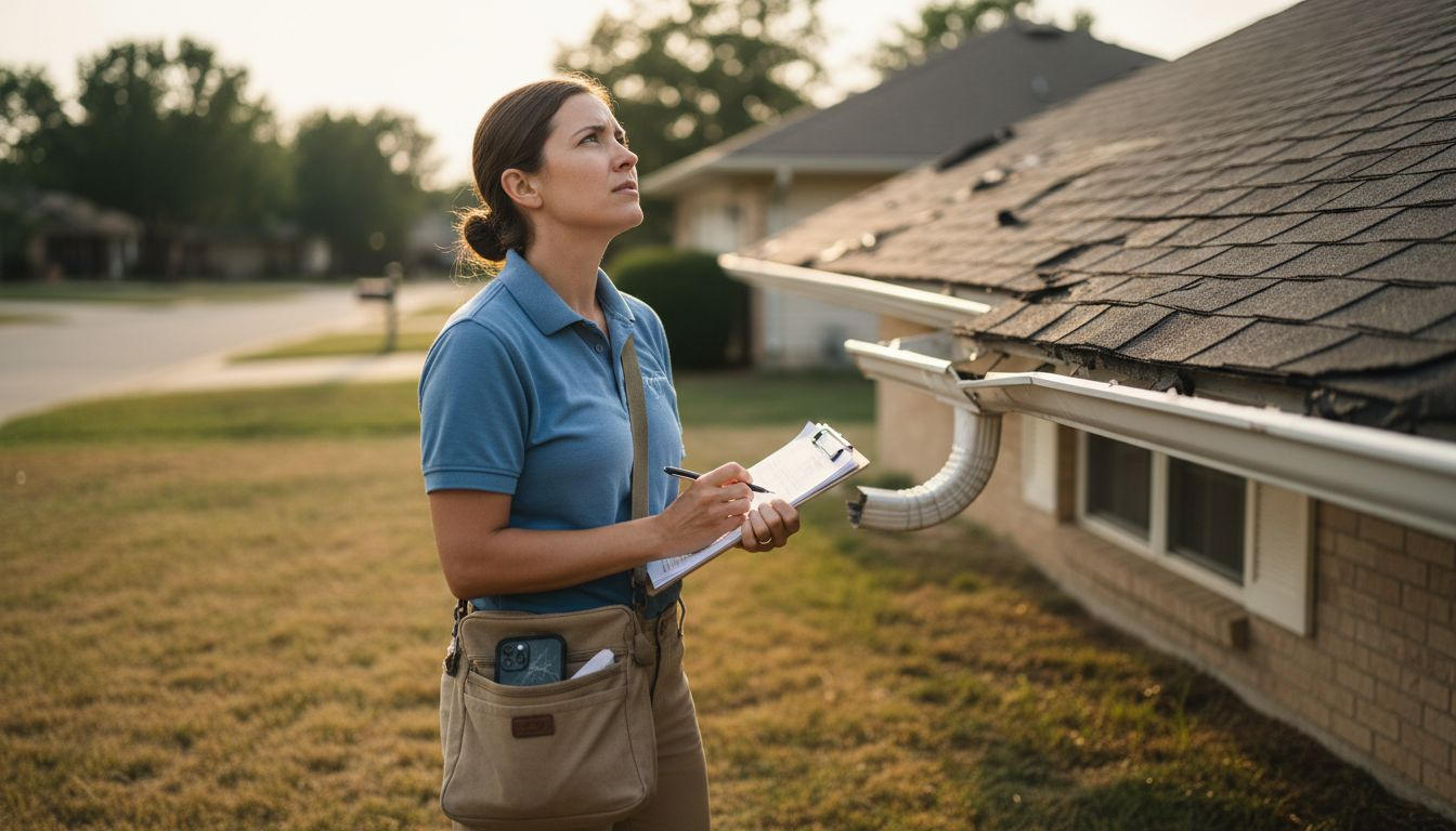Public adjuster inspecting home exterior