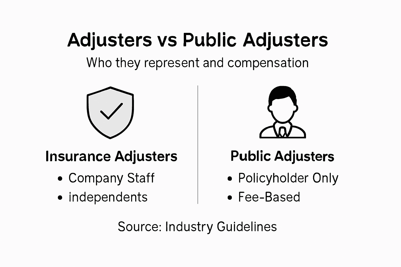 Infographic compares adjuster types and roles